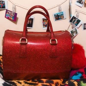 Furla Red Glitter Candy Bag